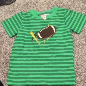 Green Striped Kids Tee with Football Design